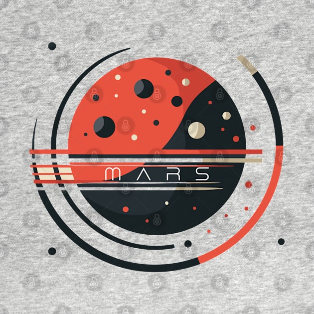 Minimalist Mars Logo, Outer Space Milky Way Astronomy Art by Moonfarer